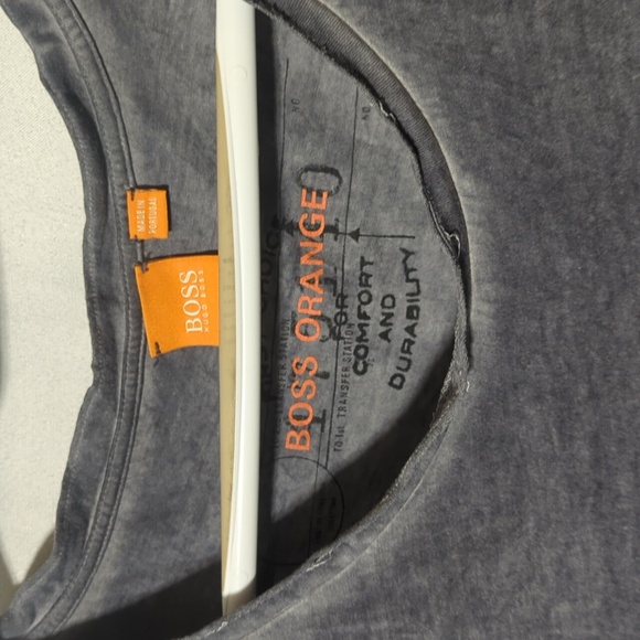 Hugo Boss Orange Label Mens Size Large Grey Distressed Long Sleeve Shirt - Picture 3 of 7